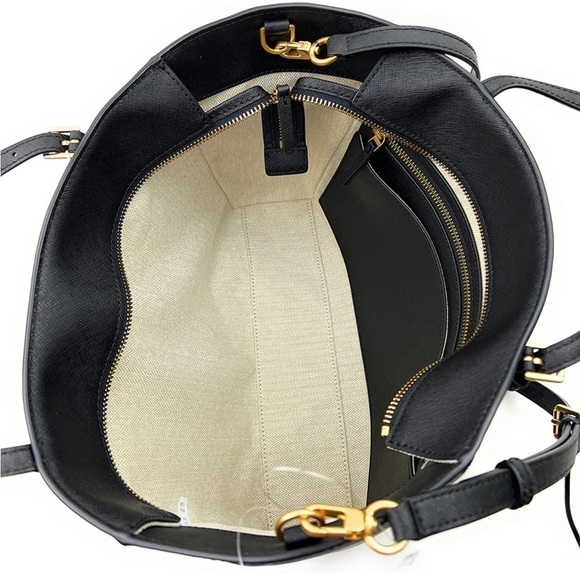 New Tory Burch bag tote black leather gold-tone hardware NWT. - Picture 8 of 12